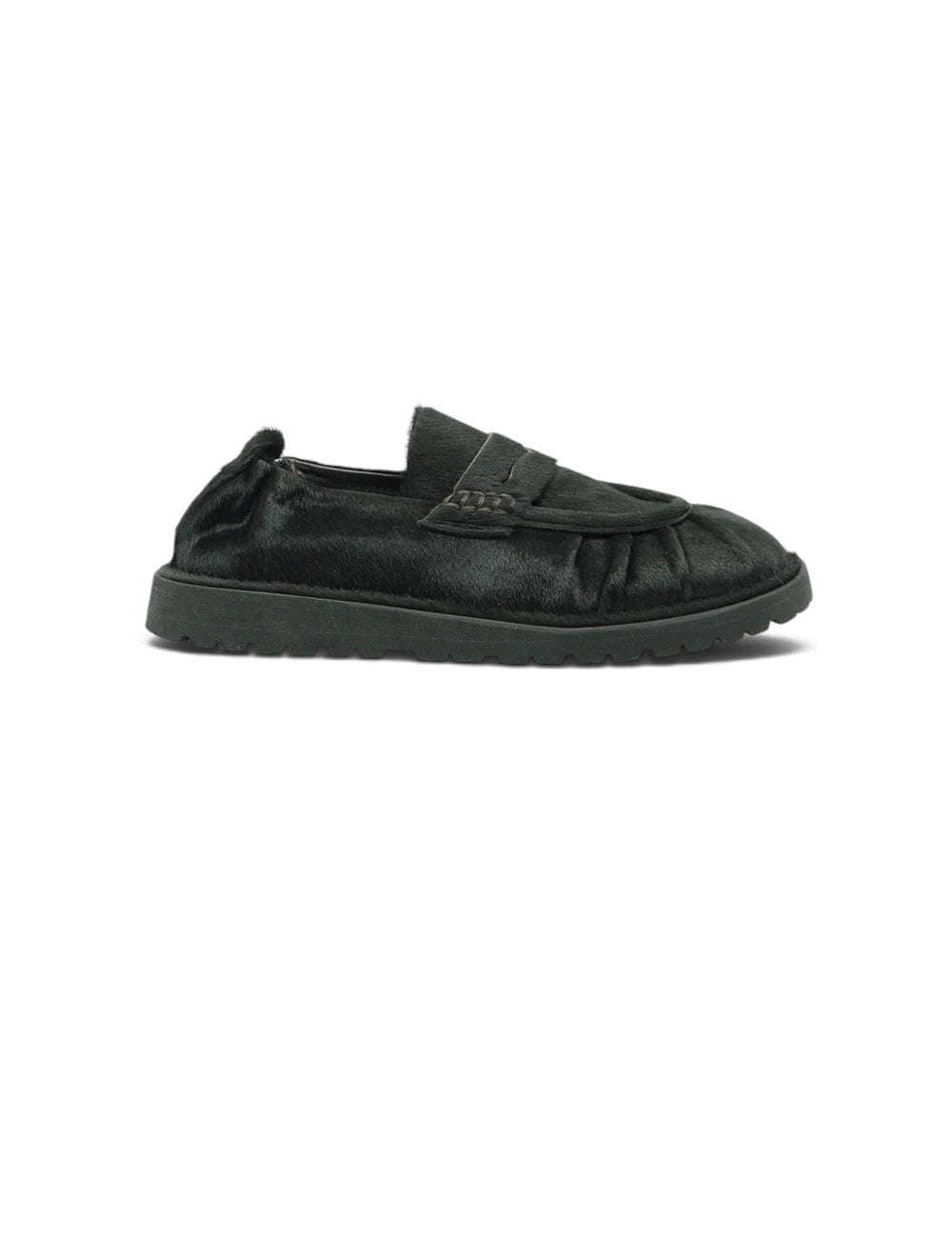 Black satin loafers ernesto dolani mocassino testa moro con brillantezza sottile e dettagli arricciati ai lati