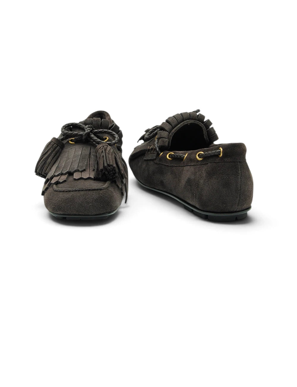 Elvio zanon mocassino driver moro in pelle scamosciata marrone scuro con nappine e occhielli dorati