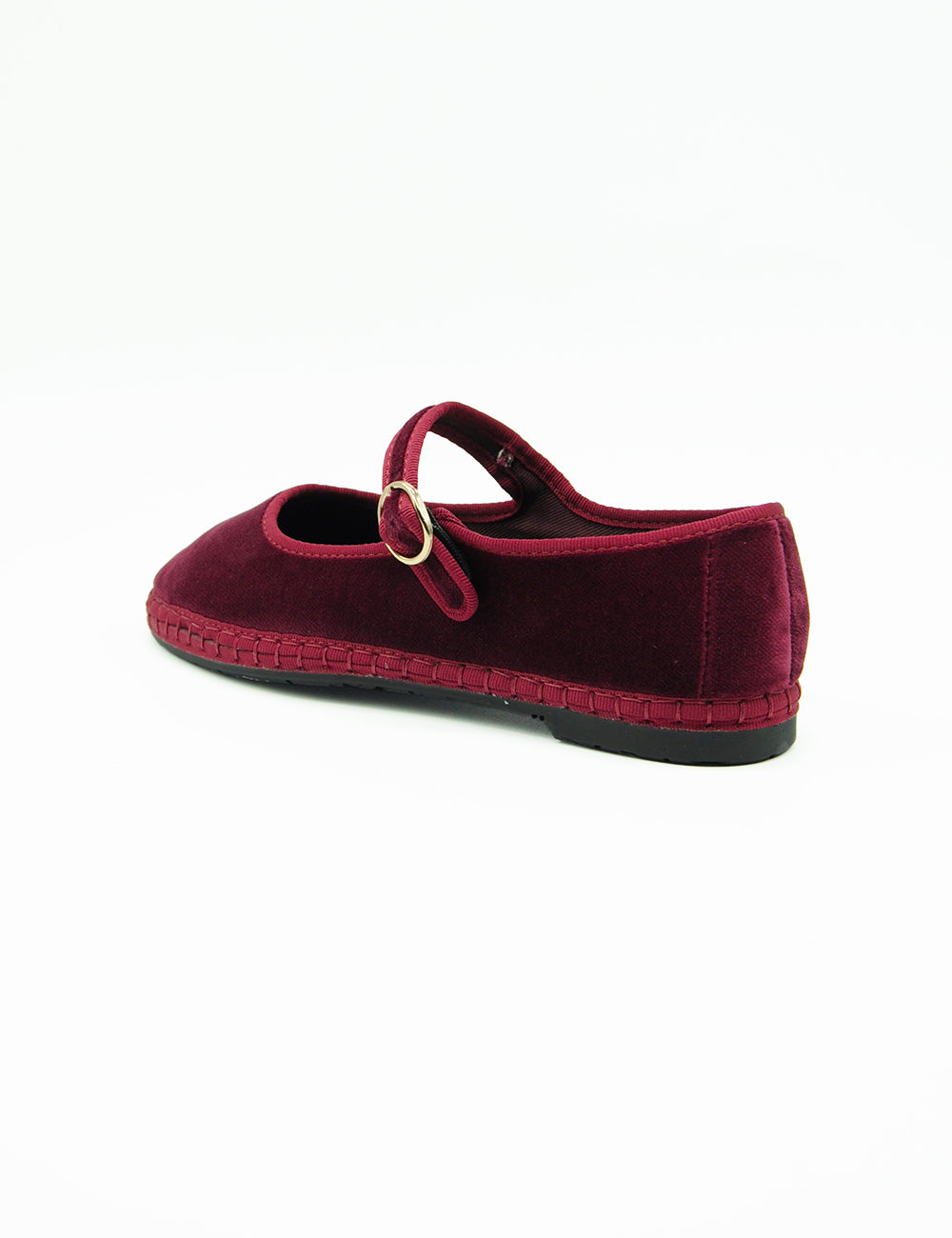 Scarpa Mary Jane Lucrecia Bordeaux Flabelus in velluto bordeaux con suola intrecciata e fibbia oro