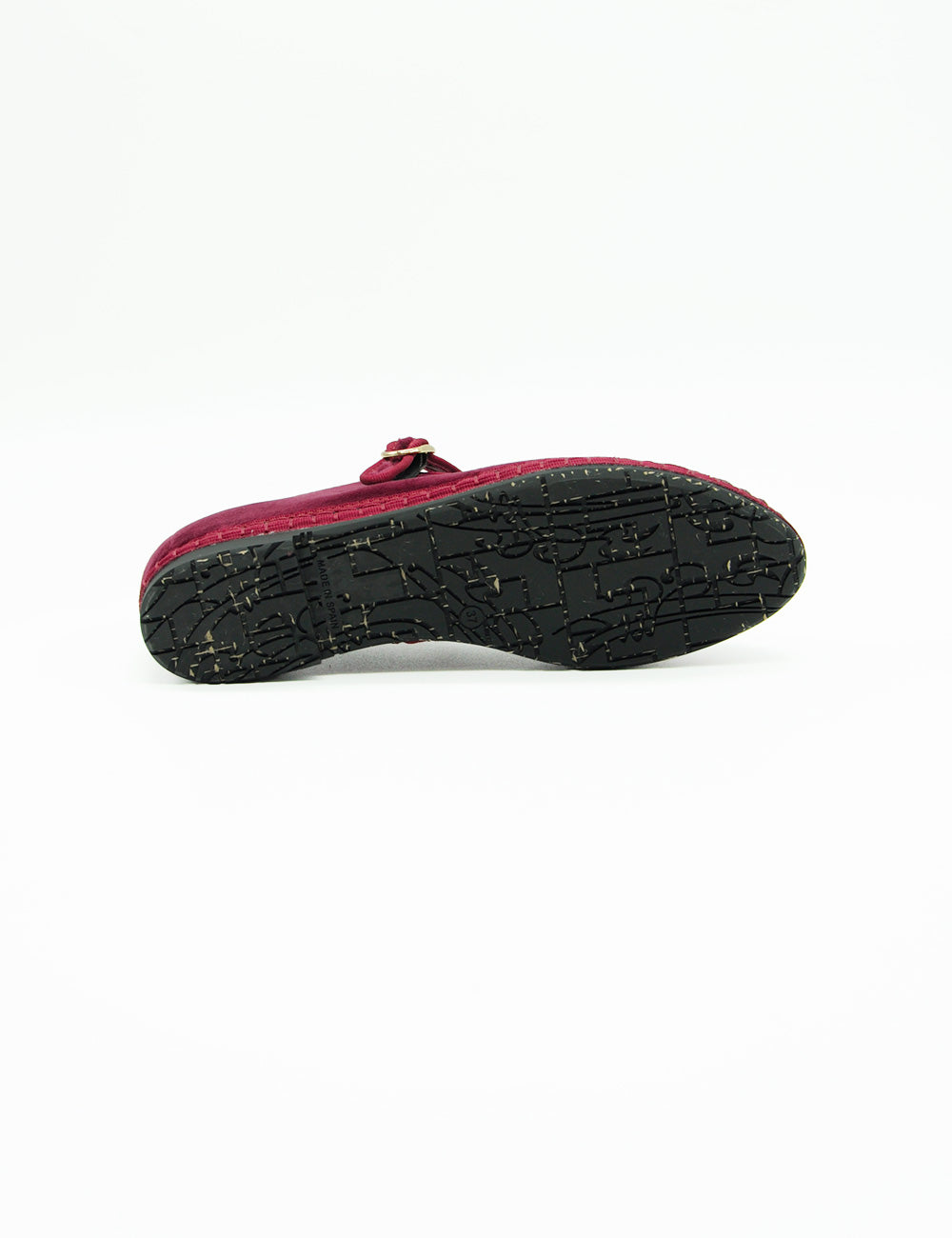 Scarpa Mary Jane Flabelus Lucrecia Bordeaux fucsia con suola juta e fibbia oro