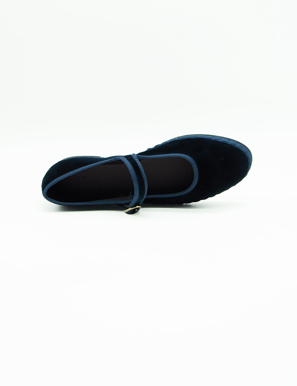 Scarpa Mary Jane Molly Blu in velluto blu navy con fibbia metallica