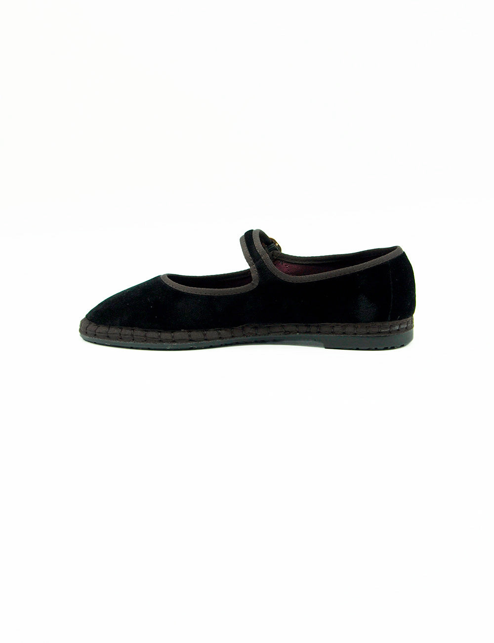 Scarpa espadrille nera in velluto con suola intrecciata e cinghia Flabelus Mary Jane Sethe