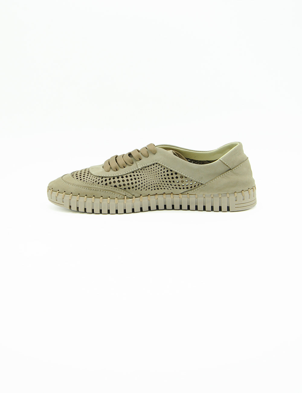 Sneaker Frau Nabuk Sabbia beige in suede con pannelli mesh e suola chunky