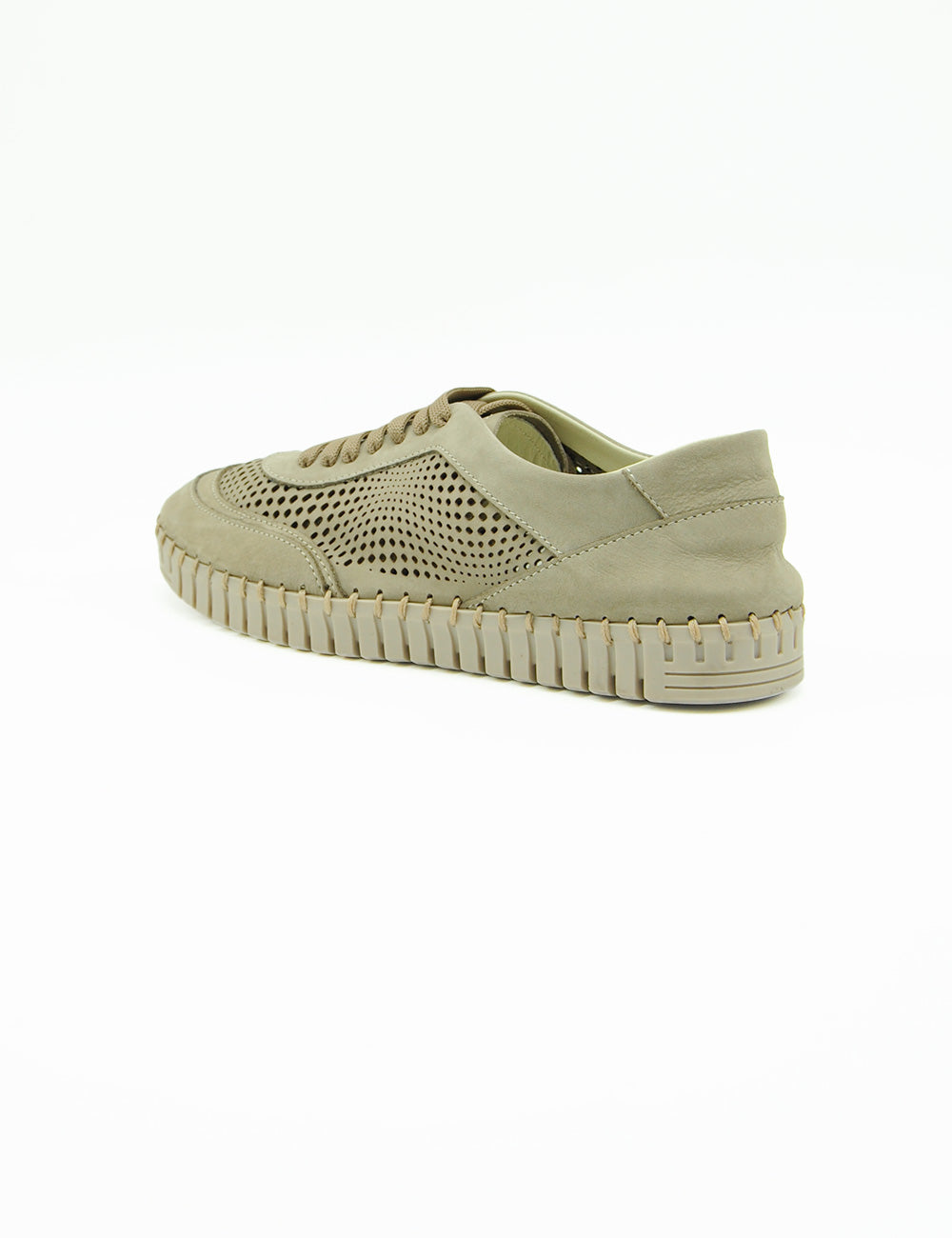 Sneaker Frau Nabuk Sabbia beige in suede con pannelli mesh e suola testurizzata