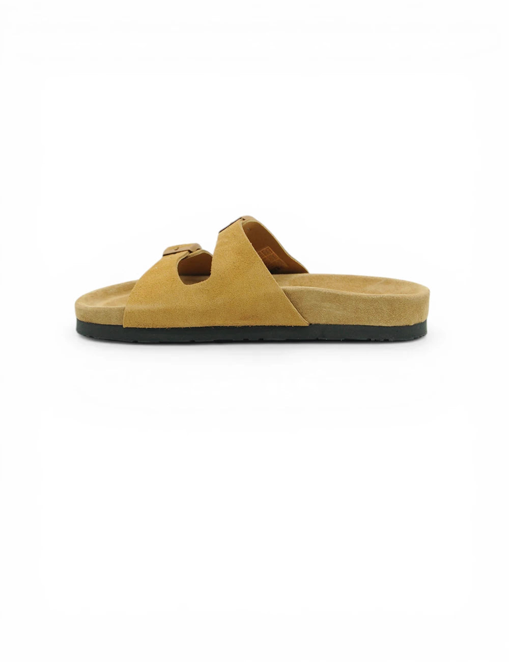 Sandalo Frau Velour Segale in suede tan con suola nera e cinghie regolabili