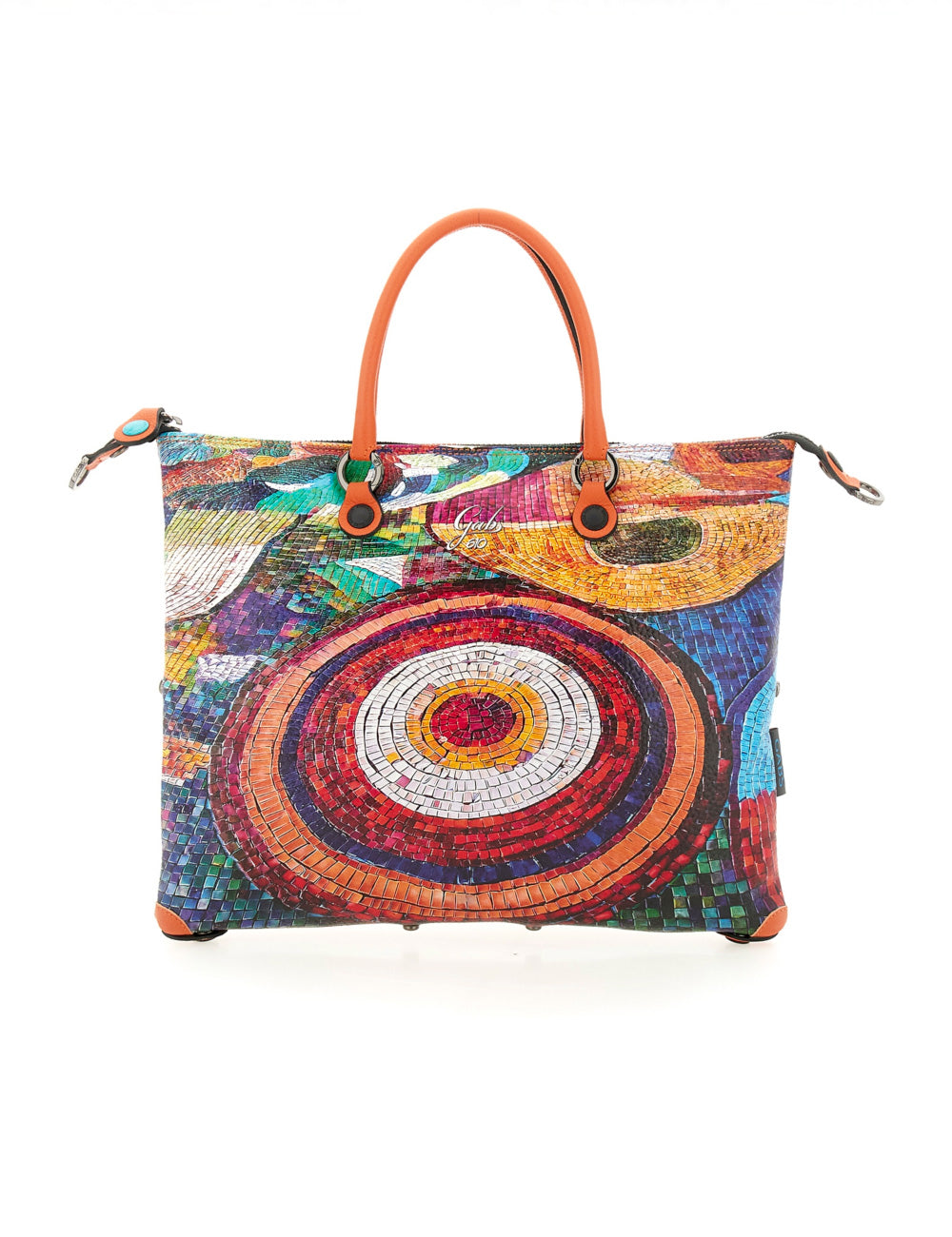 Borsa Gabs G3 Plus TG M Mosaico con motivo mosaico colorato e manici arancio