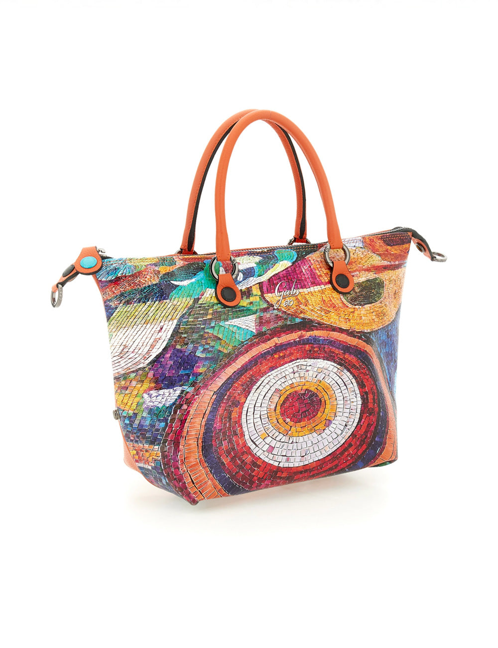 Borsa Gabs G3 Plus TG M Mosaico mosaico colorato con manici arancio