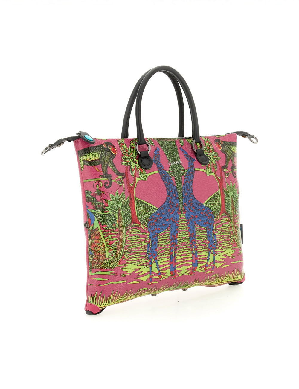 Borsa Gabs G3 Plus TG M Namibia rosa con stampa giraffe e animali giungla