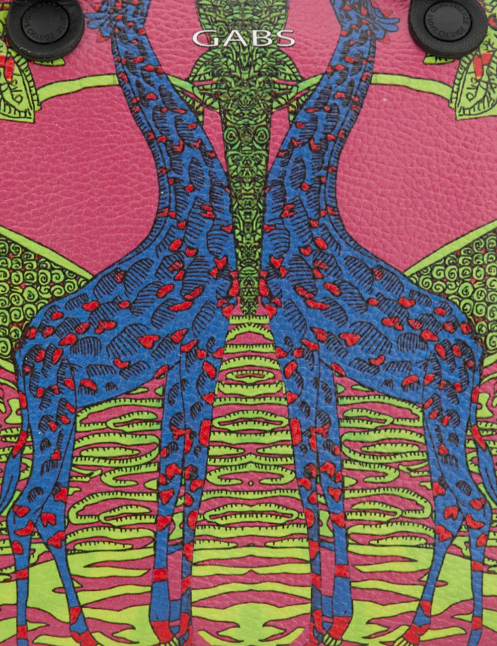 Clutch Gabs G3 Plus TG M Namibia rosa con giraffe blu rosse su verde lime magenta