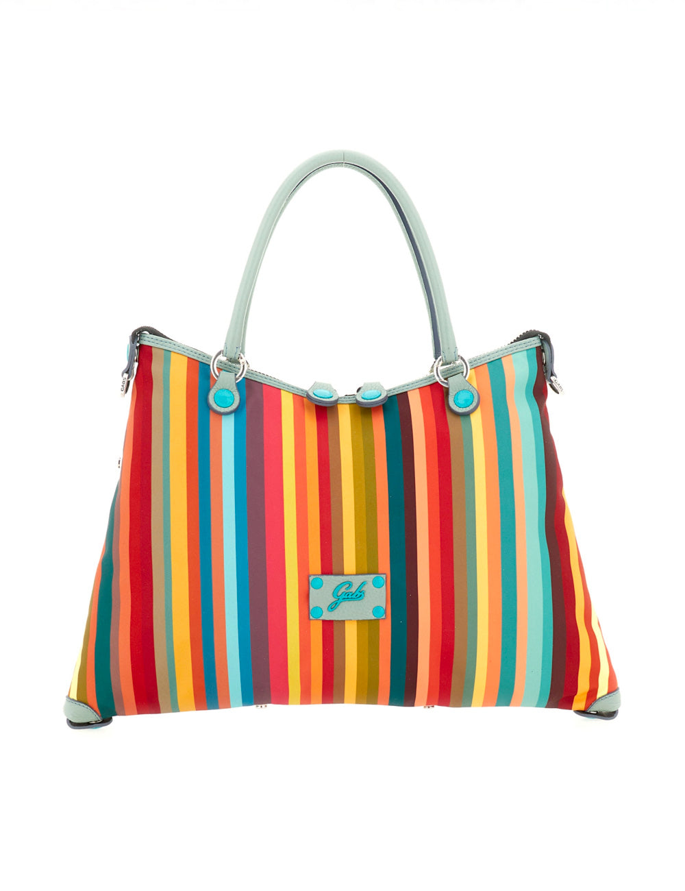 Borsa Gabs Thamara Plus Tg M Multirighe arcobaleno con manici grigi e accenti turchini