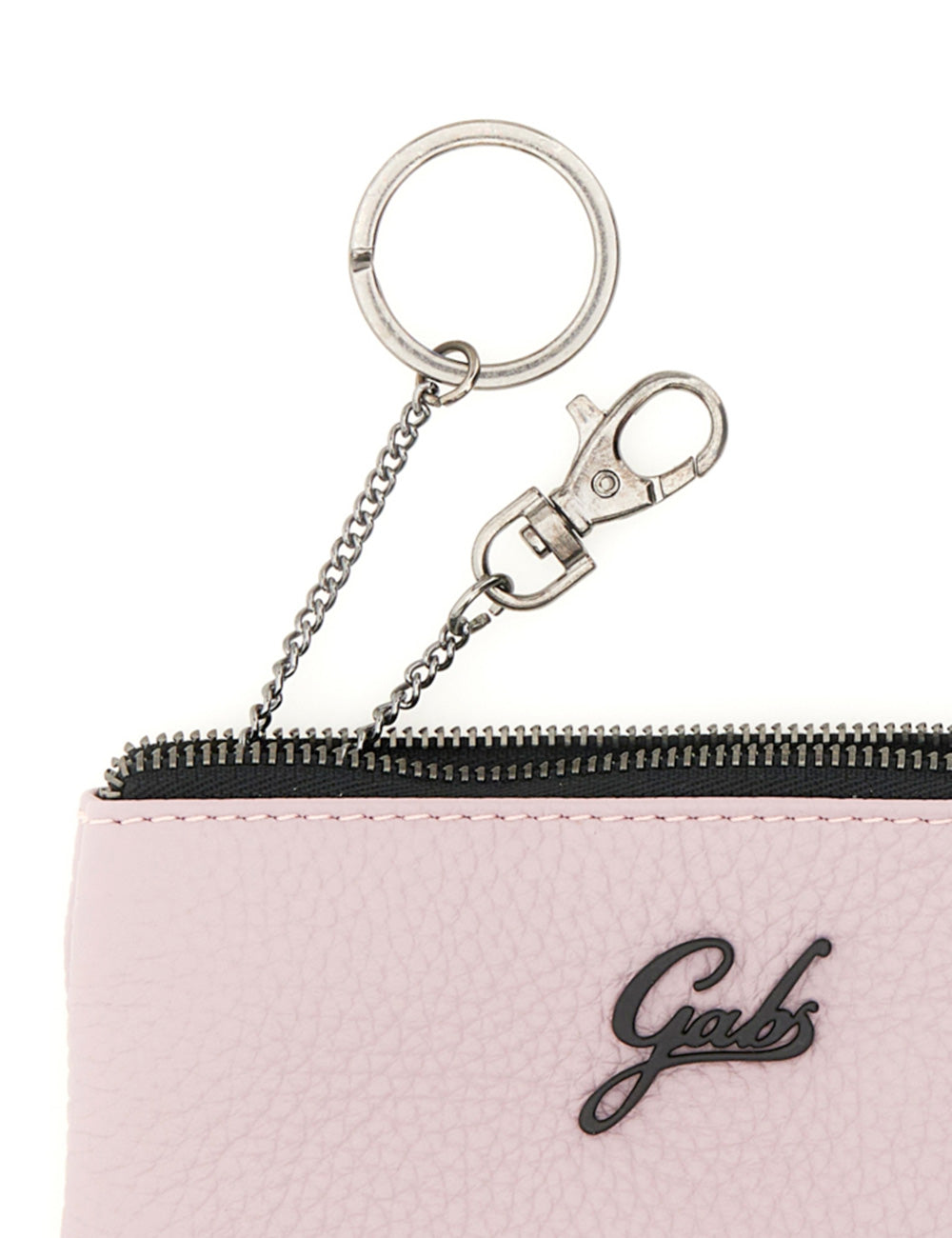 Portachiavi Gabs GKeyholder Plus Provenza in pelle rosa testurizzata con zip nera e hardware argento