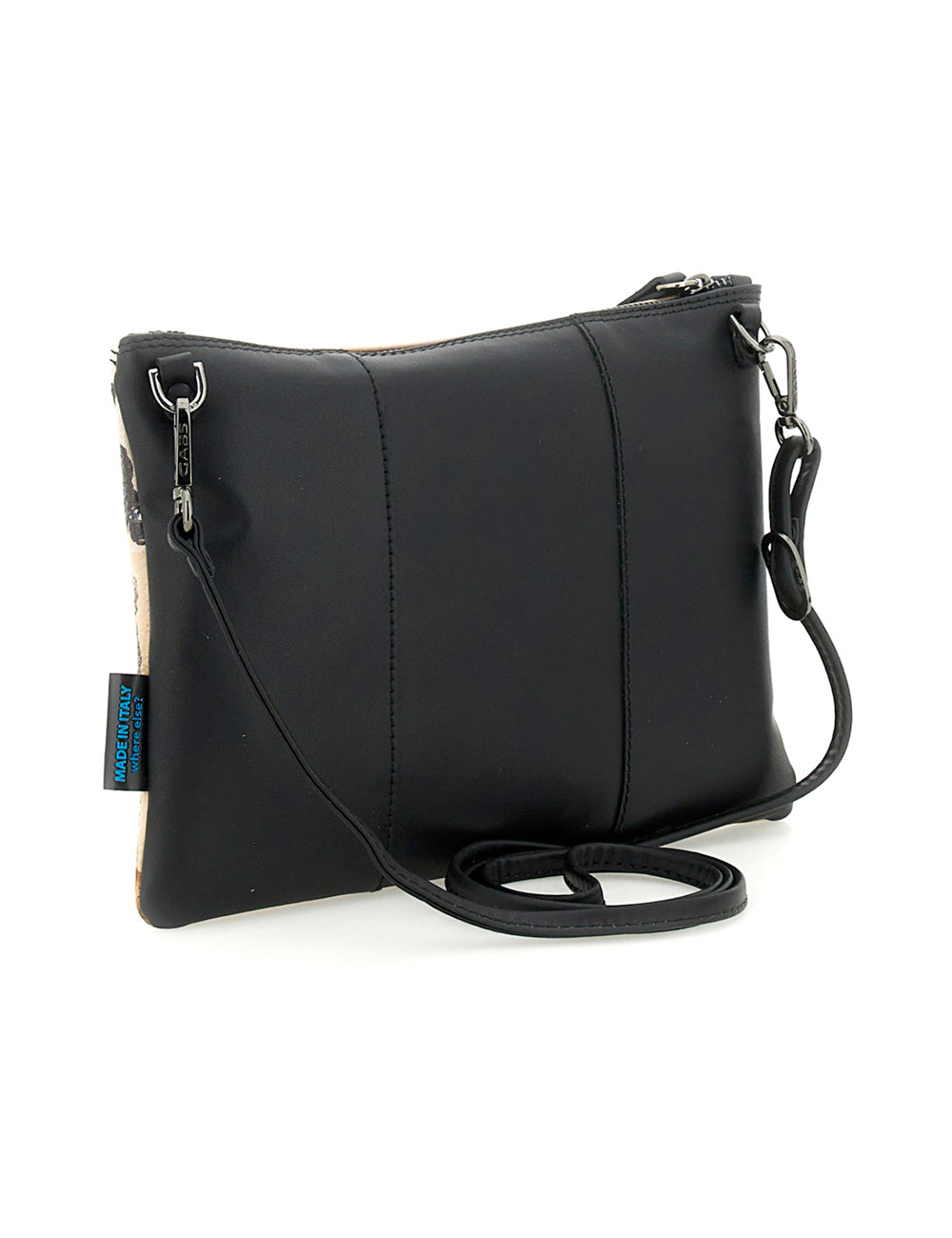 Black leather crossbody bag gabs beyoncè tg m pet lovers dogs beige with sleek minimalist design and silver hardware