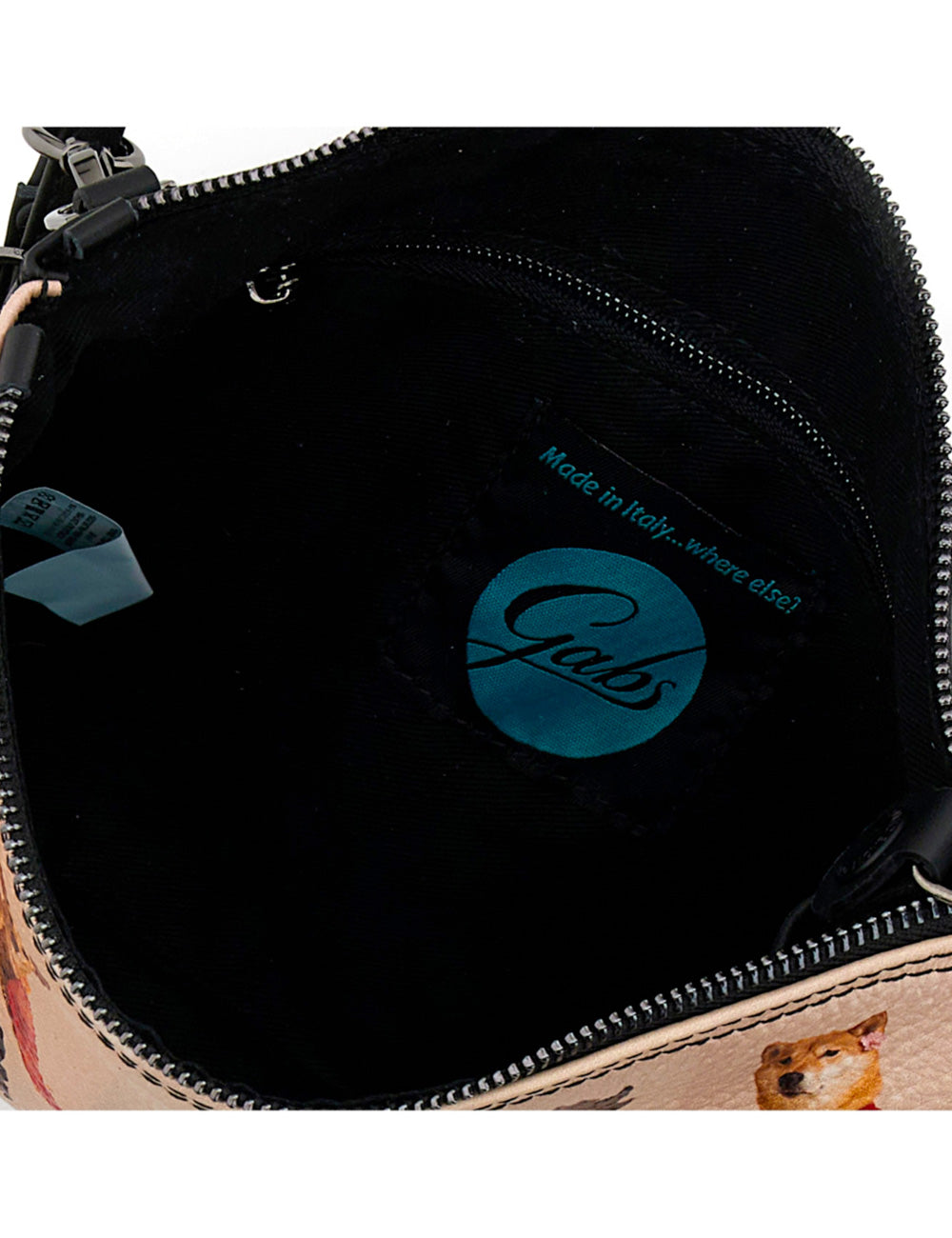 Beige borsa a tracolla gabs a tema cani con interno nero made in italy modello beyoncè tg m pet lovers dogs