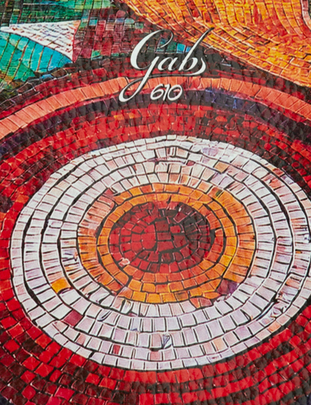 Mosaico Gabs Beyoncé TG M con anelli concentrici rossi arancioni bianchi