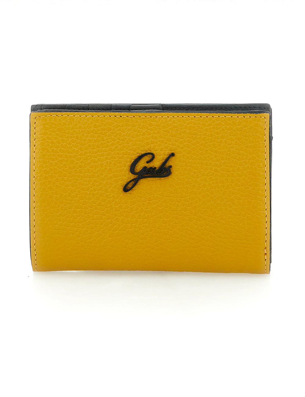 Portafoglio Gabs GMoney 14 Miele in pelle gialla con logo nero e rifiniture scure