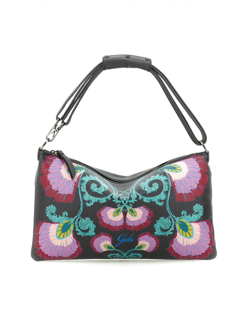 Borsa nera Gabs Beyoncè EW TG M Peonia con ricami floreali vivaci rosa viola teal verde