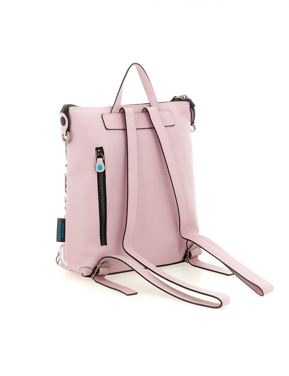 Zaino Lolita TG S Primavera Gabs in pelle rosa con zip nere e tiretta turchese