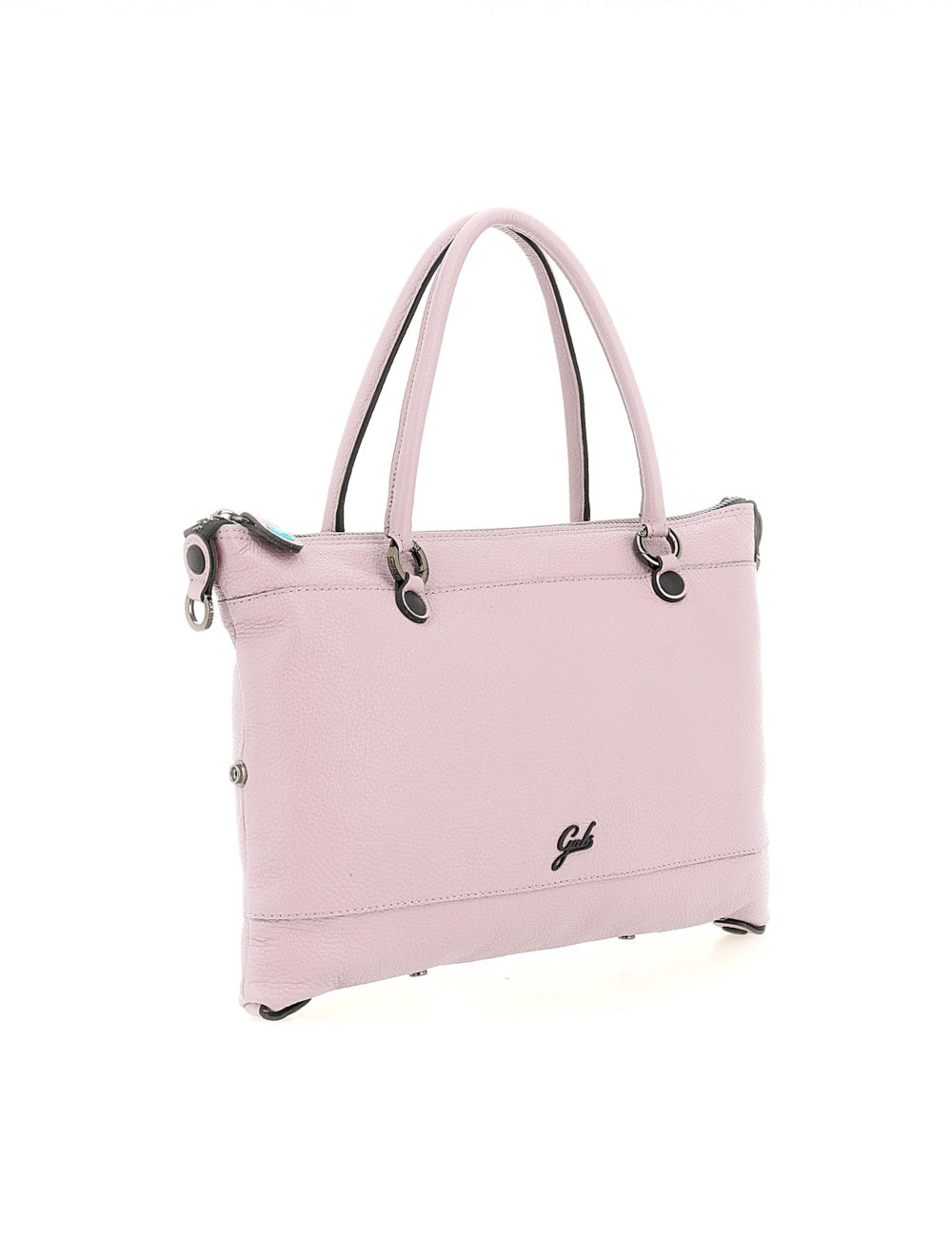 Borsa tote Gabs G3 Plus TG M Provenza rosa chiaro con profili neri e hardware argento
