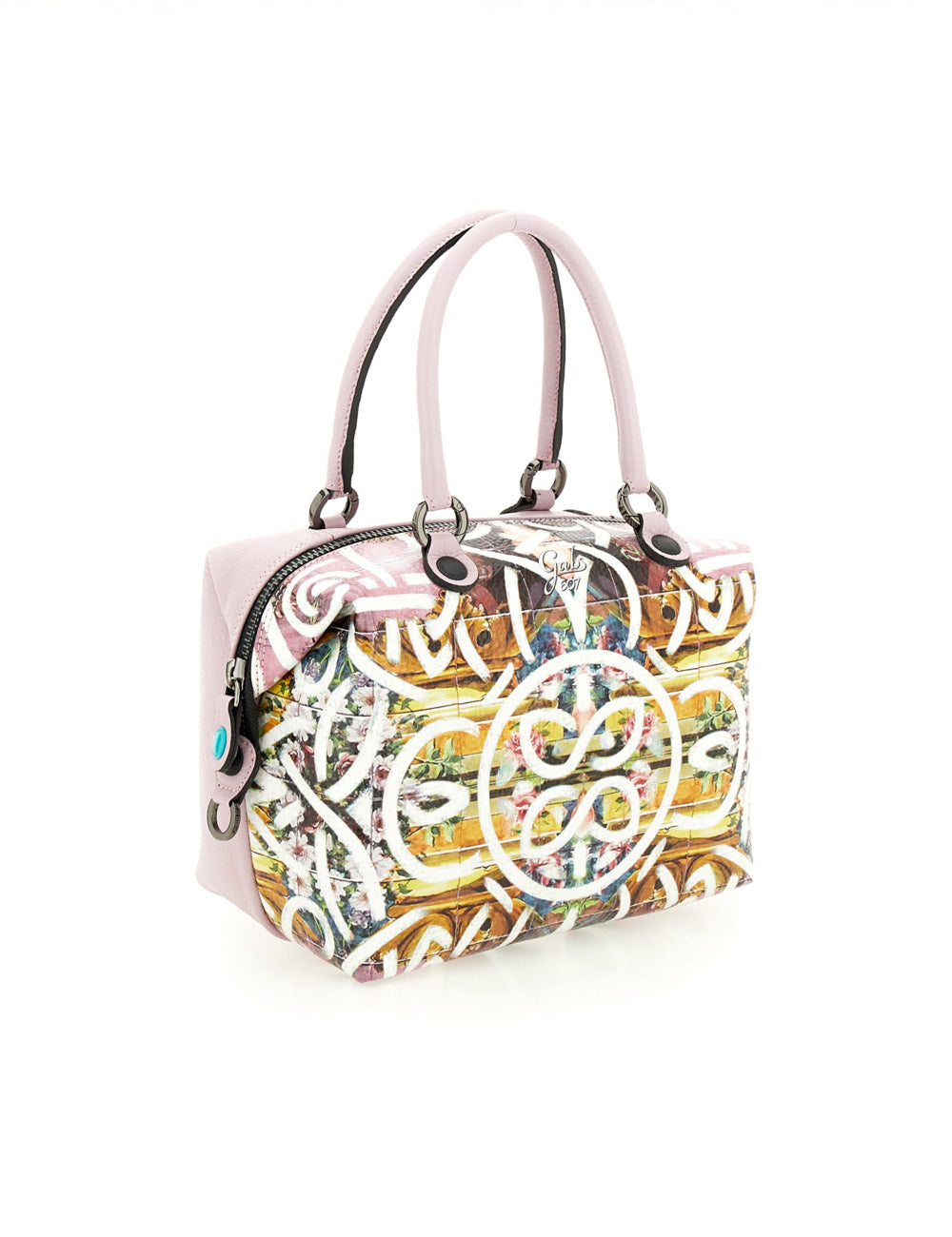 Borsa Gabs G3 Plus TG M Primavera rosa con motivi floreali gialli verdi bianchi blu