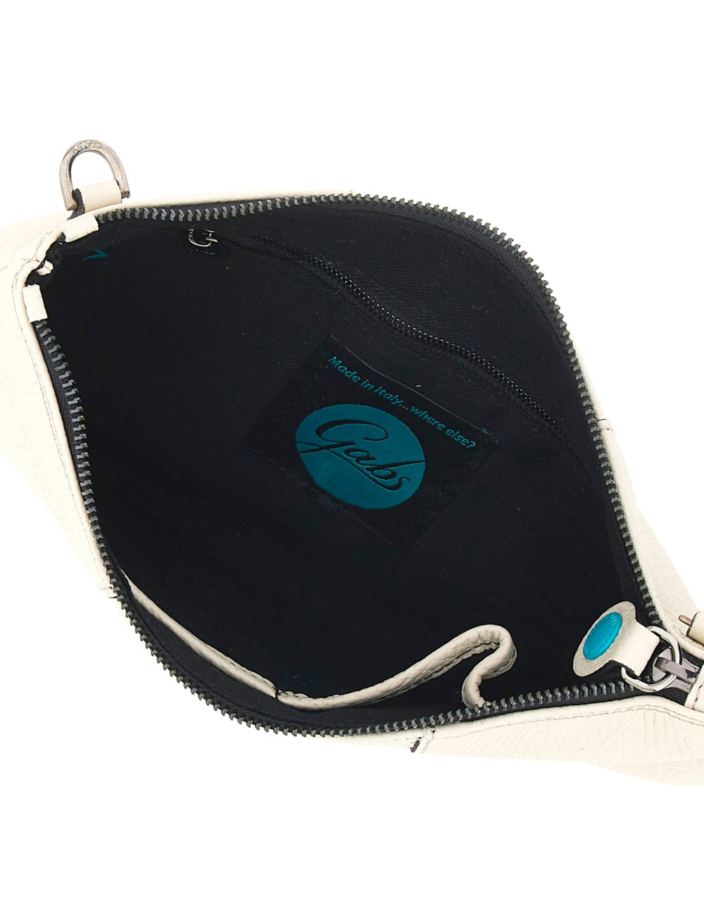 Borsa Gabs Beyoncé TG M Panna in pelle bianca con interno nero e patch logo teal