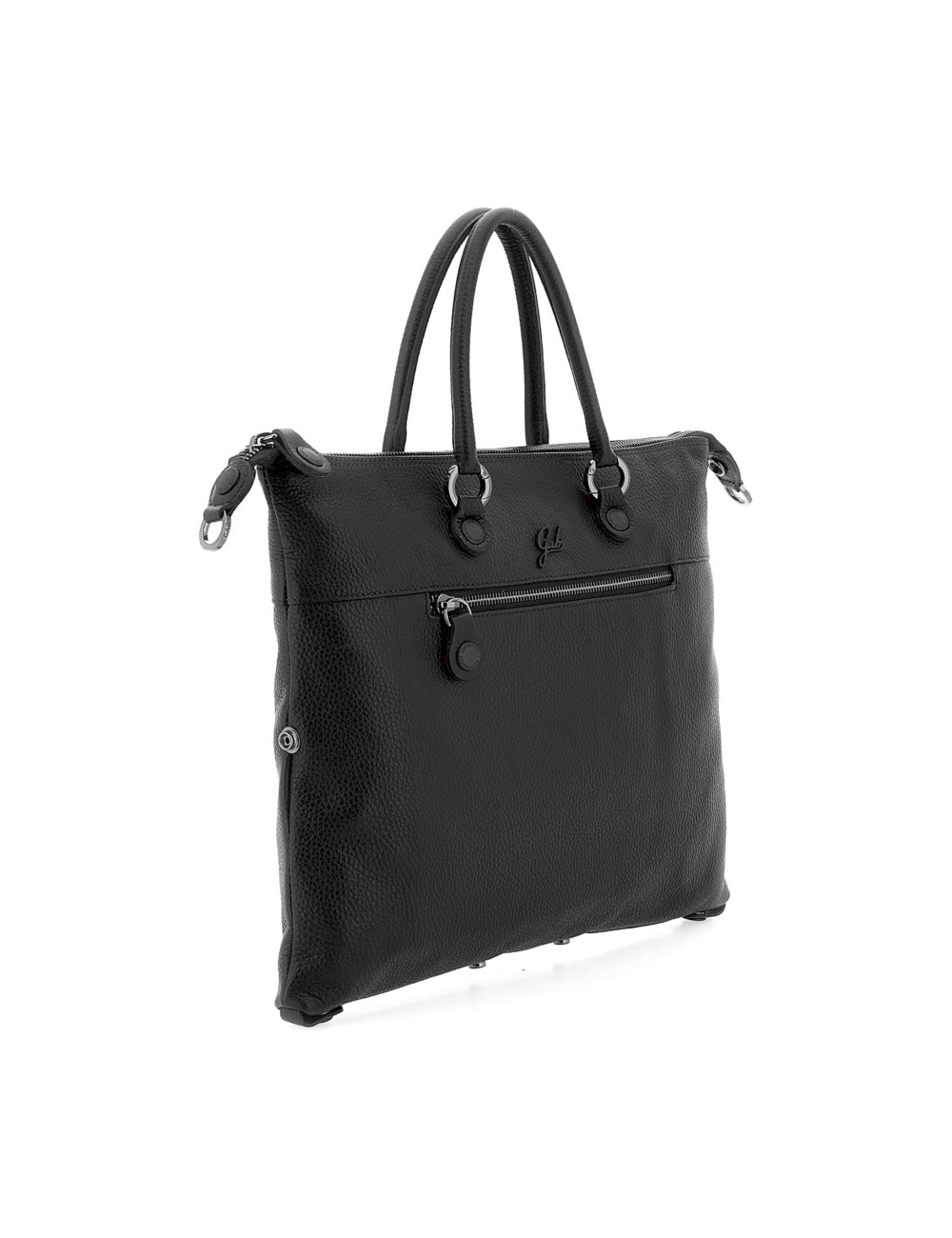 Borsa porta computer gabs g3 plus medium nera in pelle nera testurizzata con doppi manici e tasca frontale con zip