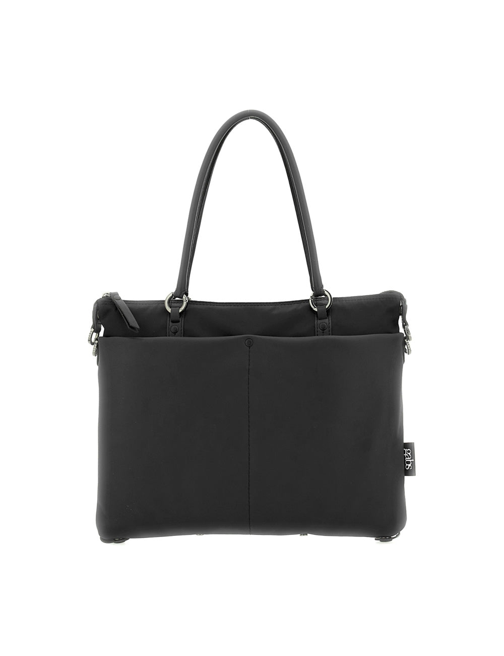 Borsa tote nera in nylon gabs g3 plus medium multitasking con manici curvi e etichetta del marchio laterale
