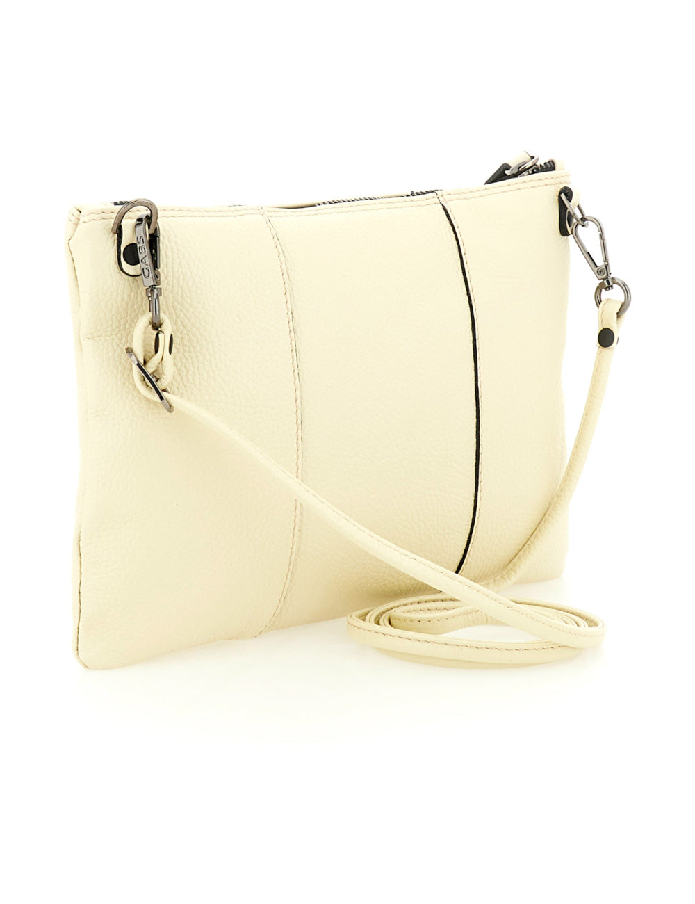 Borsa Gabs Beyoncé TG M Lino in pelle avorio con cuciture nere e hardware argento