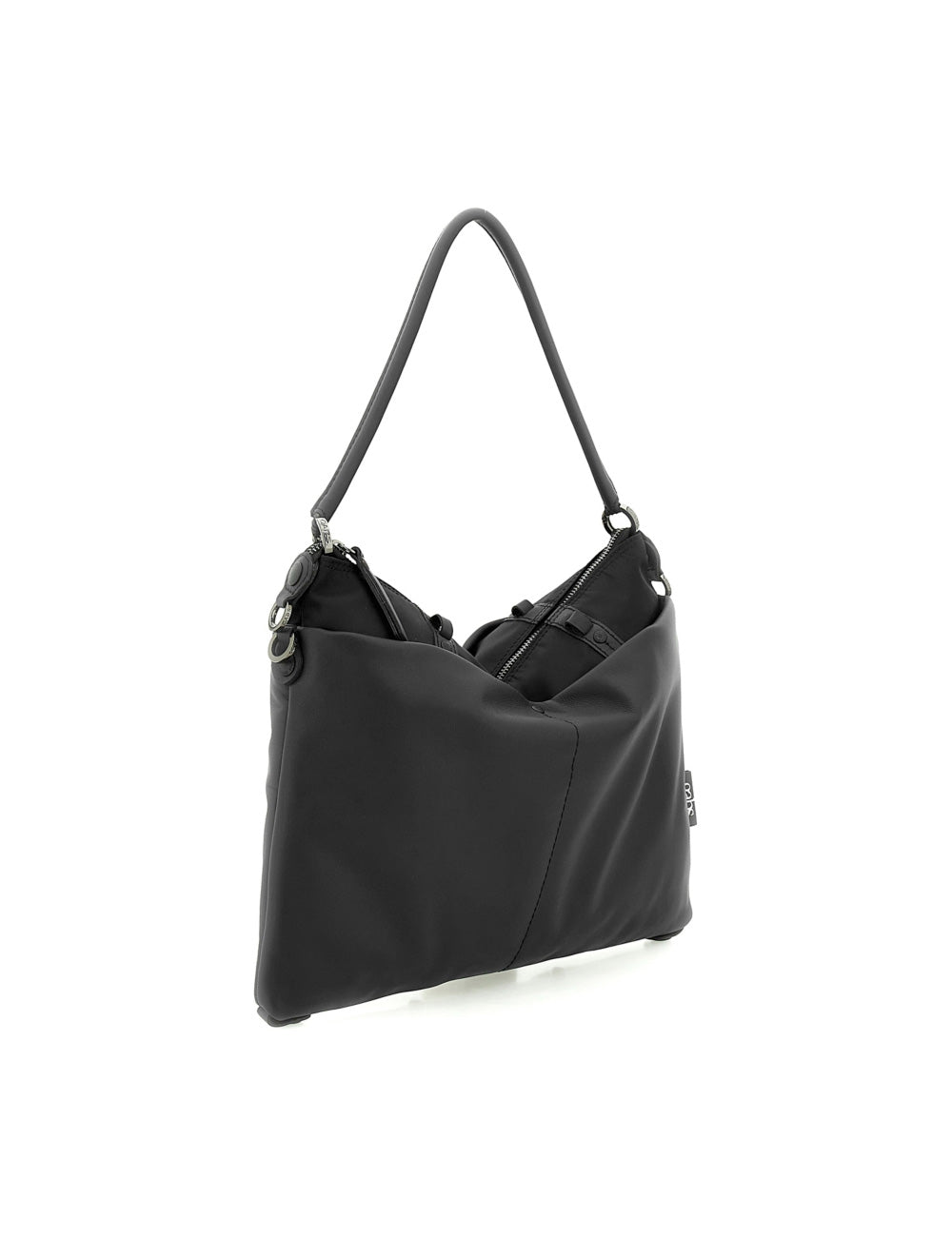 Borsa hobo media multitasking gabs g3 plus nera in nylon nero con tracolla singola e cuciture sottili