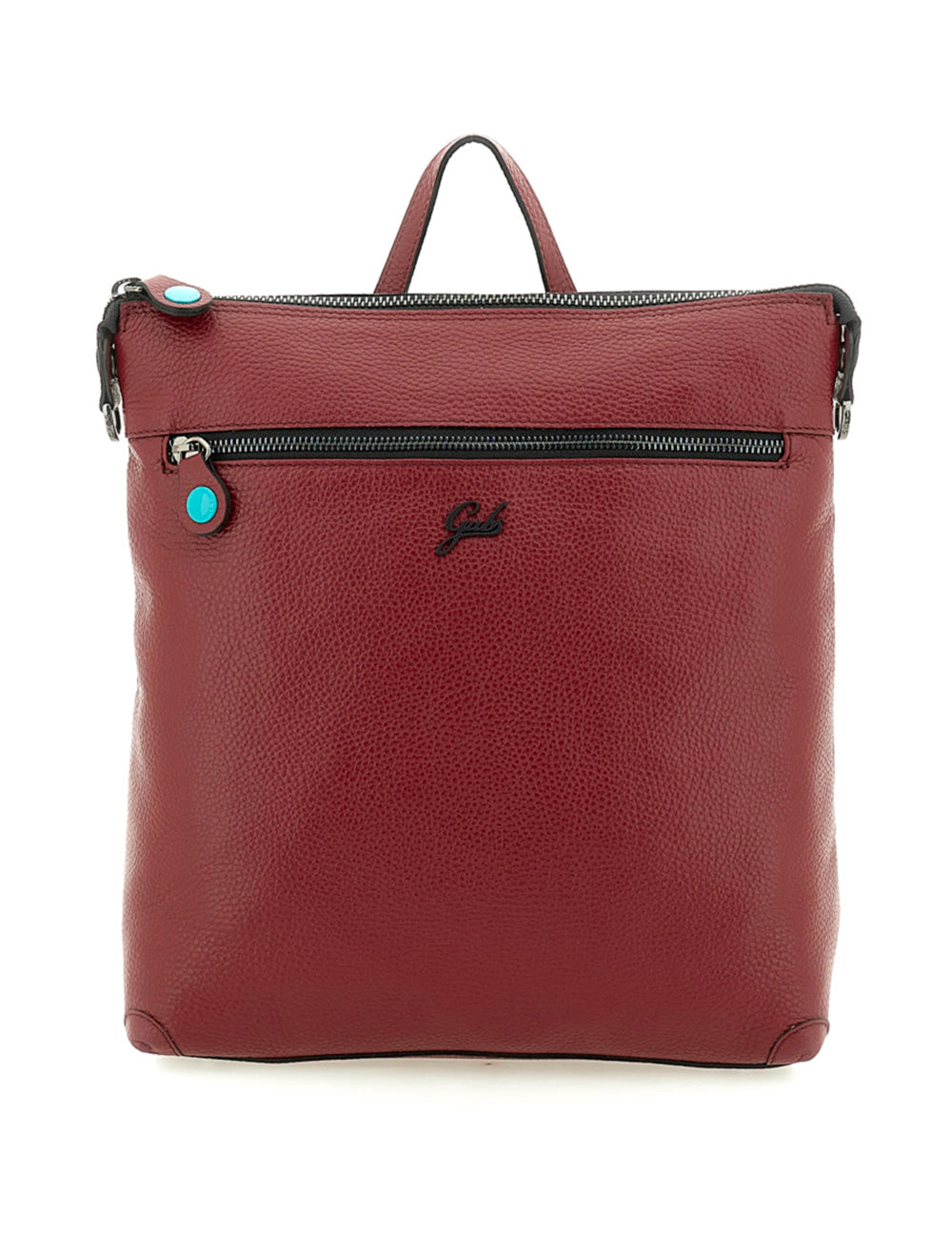 Zaino gabs lolita medium cardinale in pelle bordeaux con cerniere nere e tiralampo turchese
