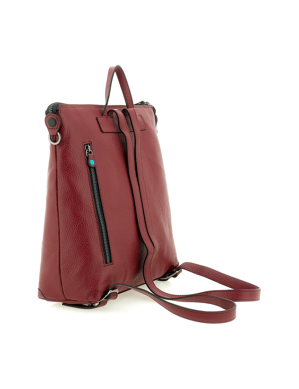 Zaino medium cardinale gabs tot pelle spessa colore bordeaux con cerniere nere e spallacci regolabili