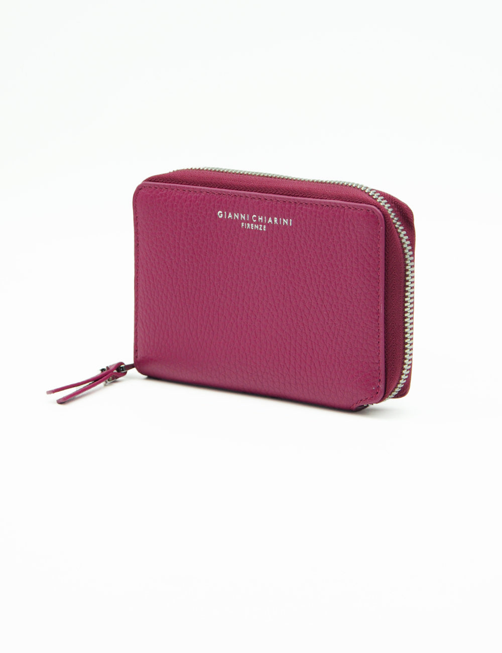 Portafoglio Gianni Chiarini Dollaro Desert Flower magenta texture pelle zip argento