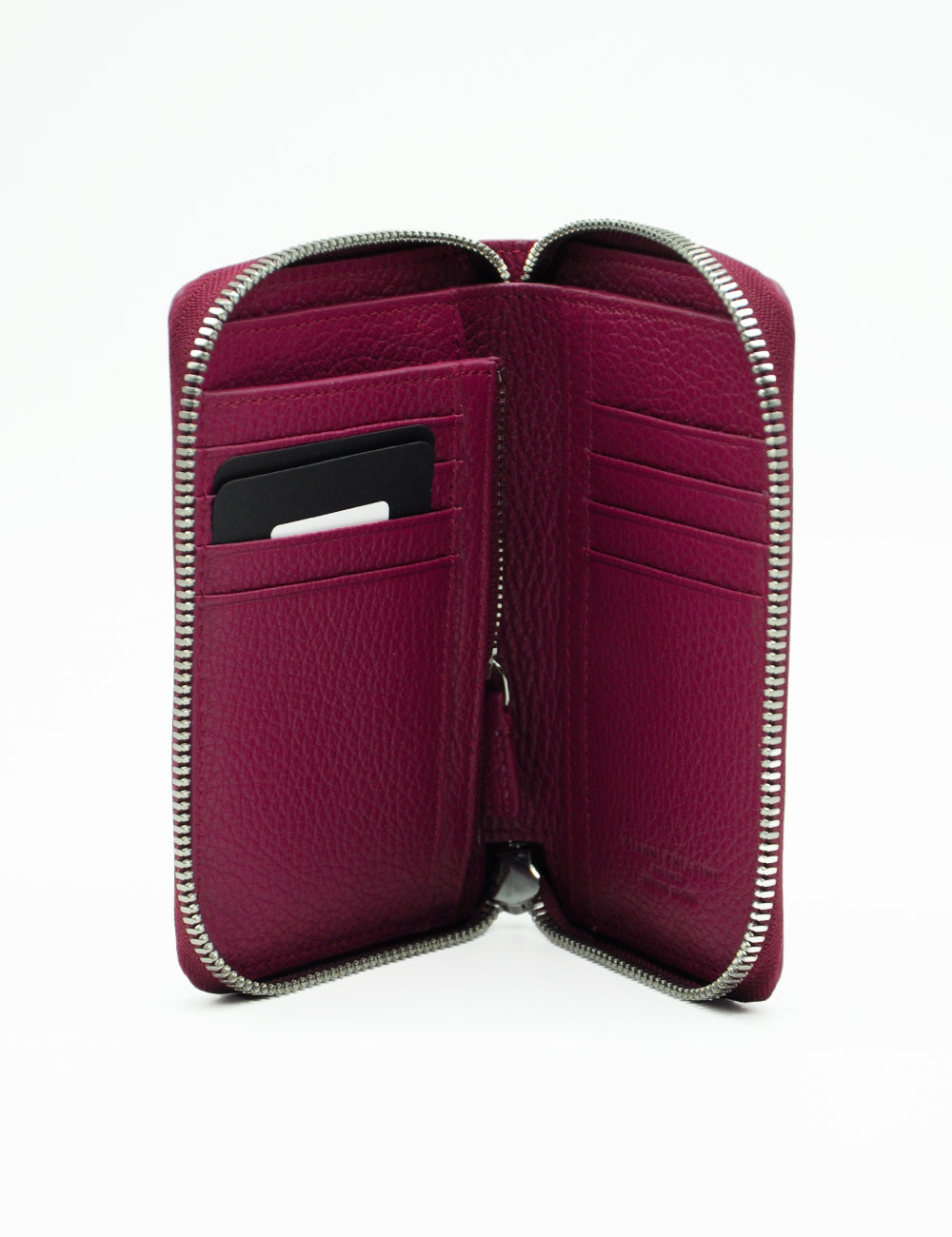 Portafoglio Gianni Chiarini Dollaro Desert Flower in pelle bordeaux con zip argentate