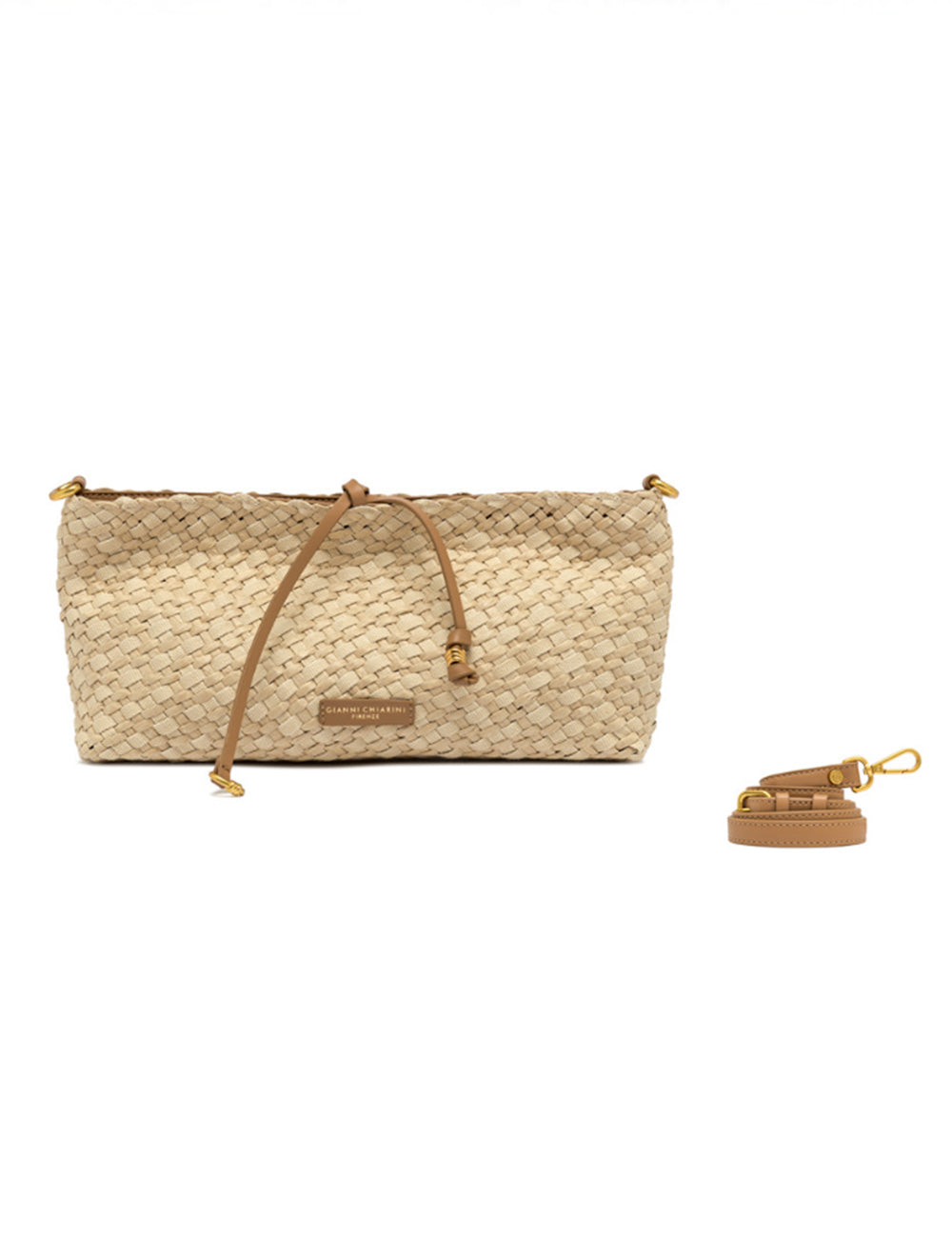 Pochette Mercy Naturale Gianni Chiarini beige intrecciata con cordoncino pelle
