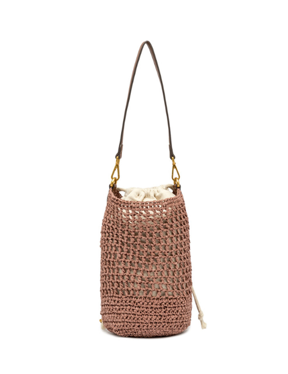 Borsa secchiello Nefeli Blush Gianni Chiarini rosa cipria con tracolla pelle marrone
