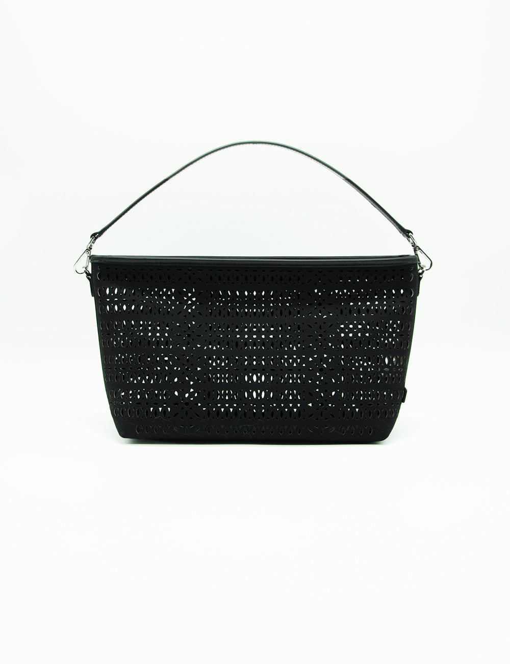 Borsa tracolla Gianni Chiarini Mashup Nera in pelle nera forata con manico curvo