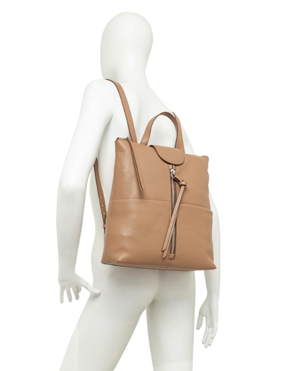 Zaino Giada Clay in pelle color clay di Gianni Chiarini con zip frontale