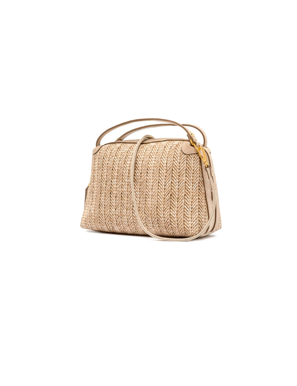 Borsa Gianni Chiarini Alifa Sabbia in paglia intrecciata beige con manici in pelle