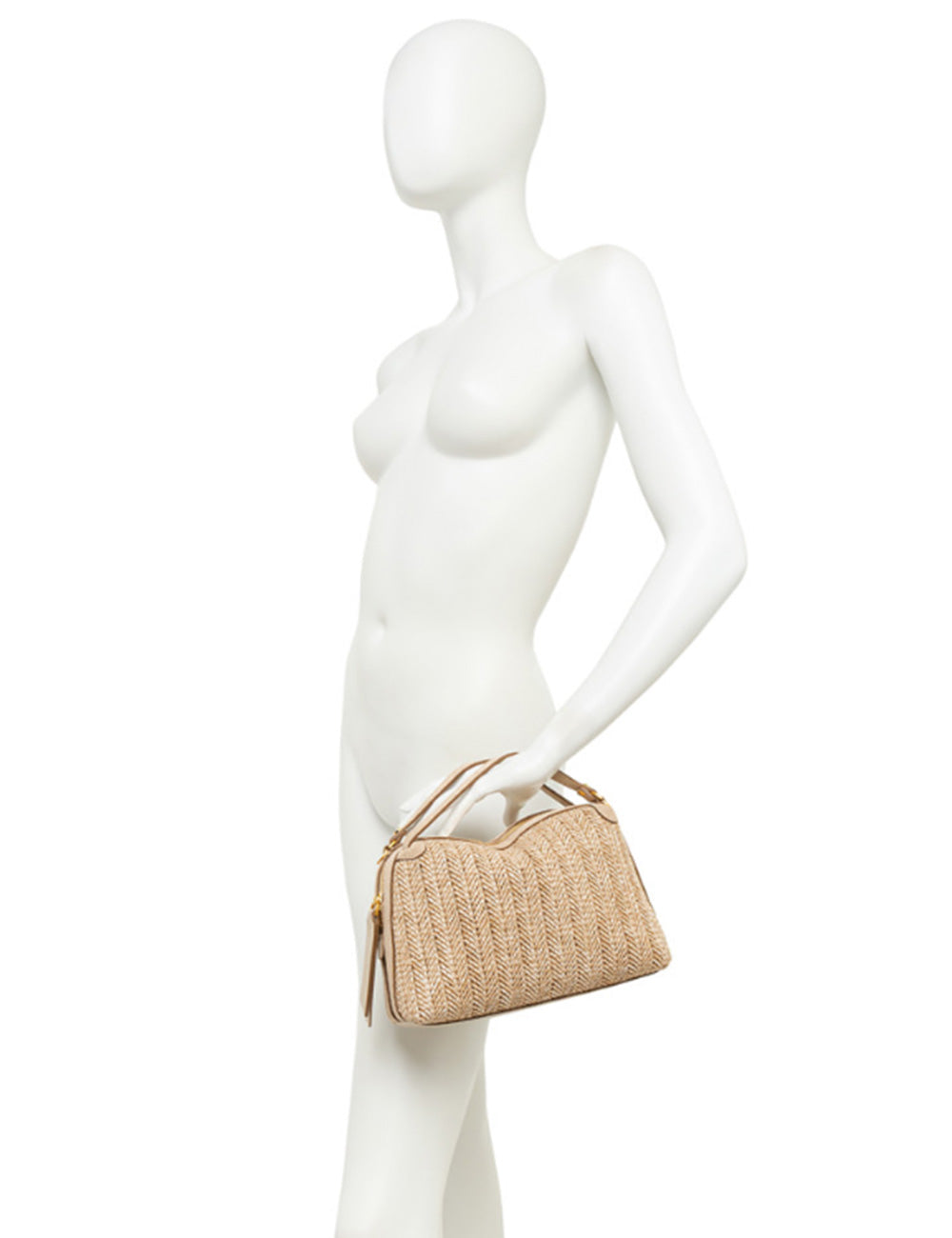 Borsa in paglia intrecciata beige con hardware dorato Gianni Chiarini Alifa Sabbia