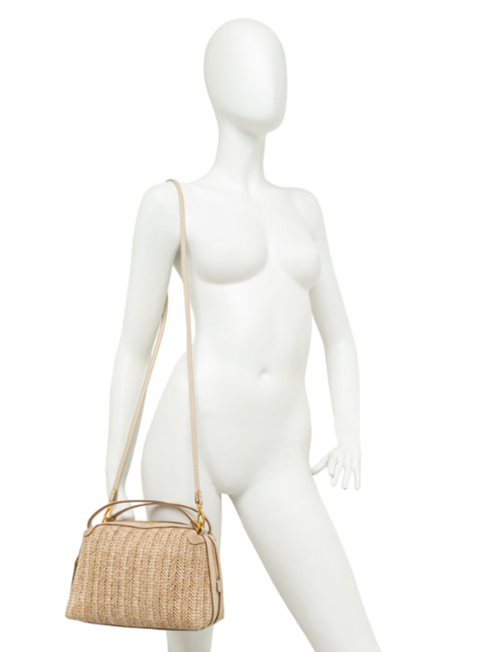 Borsa in paglia intrecciata beige Alifa Sabbia di Gianni Chiarini con hardware dorato e tracolla sottile