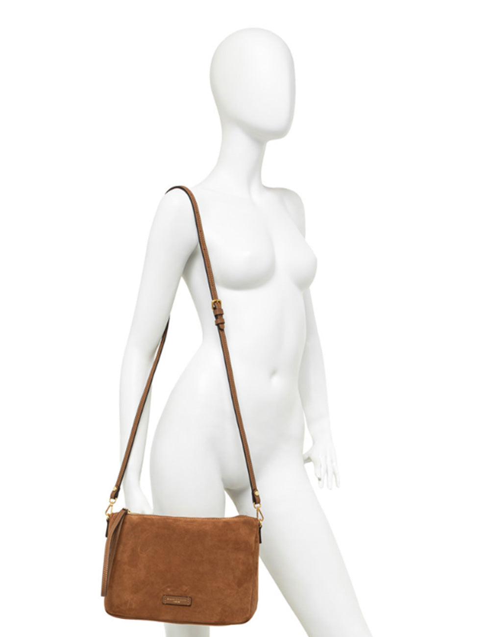 Borsa a tracolla in camoscio color caramello Gianni Chiarini Nora con tracolla regolabile e hardware dorato