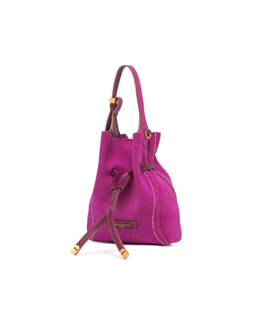 Borsa mini Sienna Desert Flower Gianni Chiarini in suede magenta con manici in pelle marrone