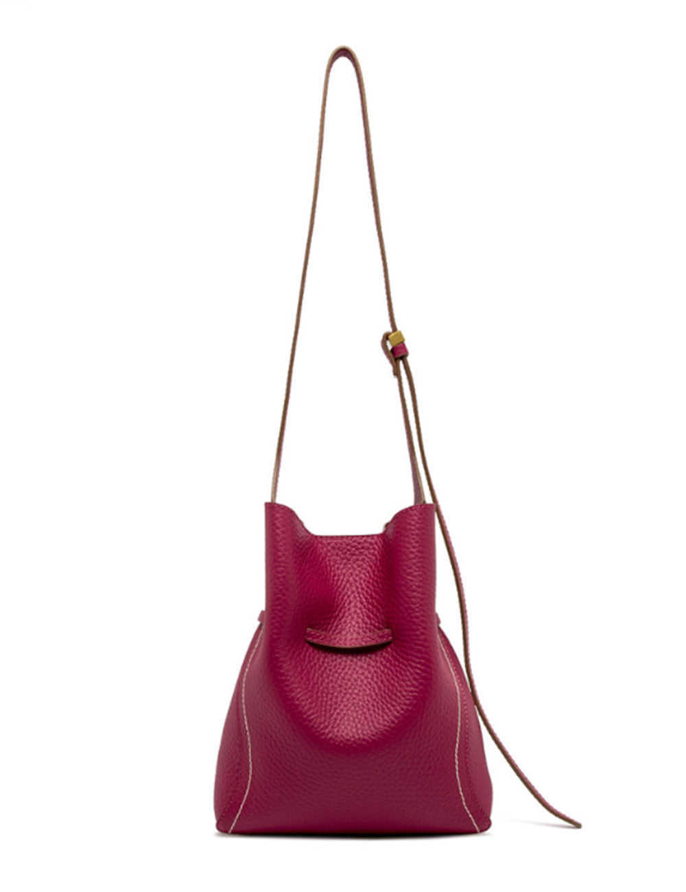 Borsa a secchiello media Sienna Desert Flower Gianni Chiarini in pelle fucsia vibrante con texture e tracolla regolabile abbinata