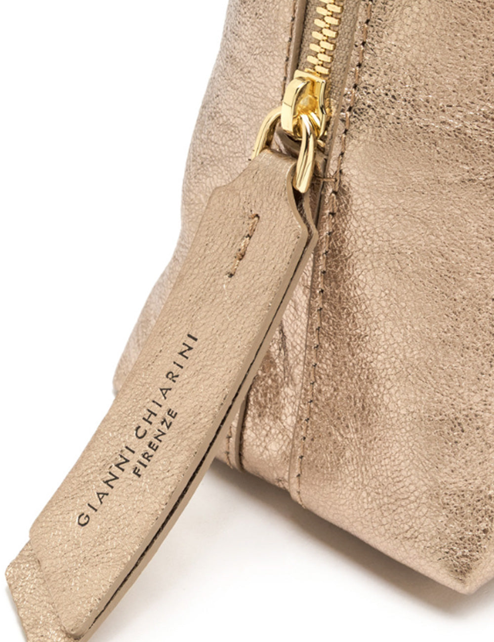 Borsa clutch Alifa Mirage Gianni Chiarini in pelle oro metallizzata con zip abbinata