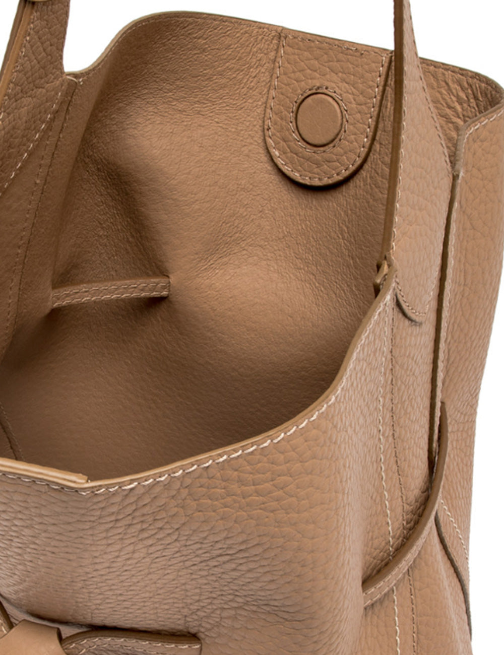 Borsa tote in pelle beige ciottolata Gianni Chiarini Sienna Clay con patta circolare
