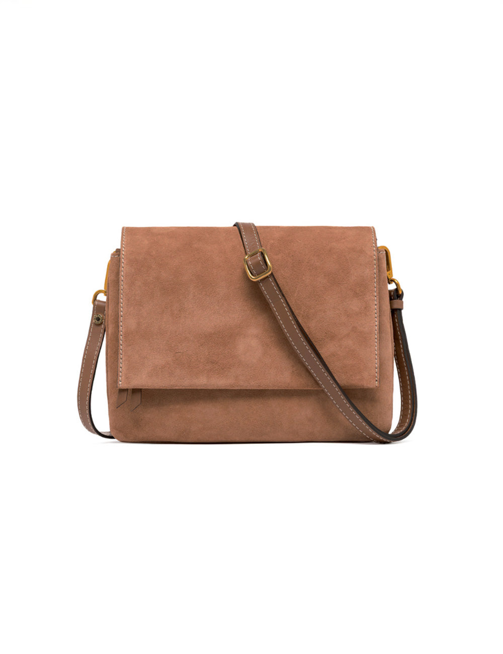 Borsa tracolla media Three Caramel in suede color caramello di Gianni Chiarini