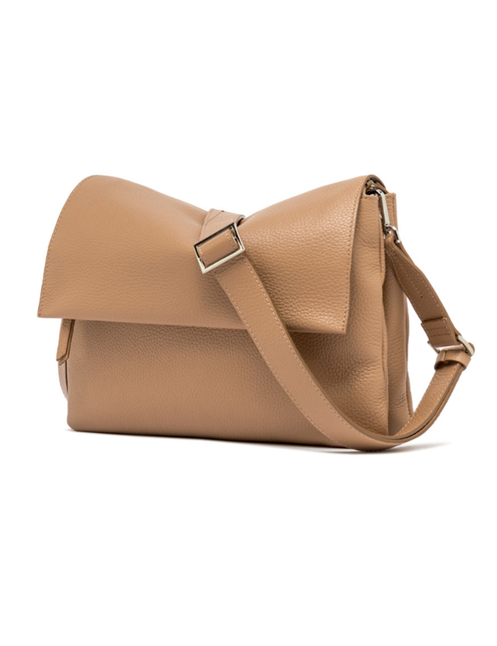 Borsa tracolla Gianni Chiarini Tracolla Three Clay in pelle tan con texture pietrosa e hardware argento