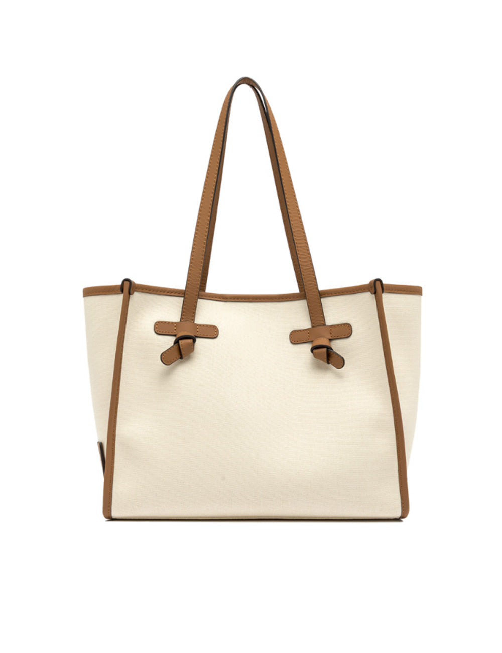 Borsa tote Marcella Panna Corda Caramel di Gianni Chiarini in canvas avorio con manici in pelle caramello