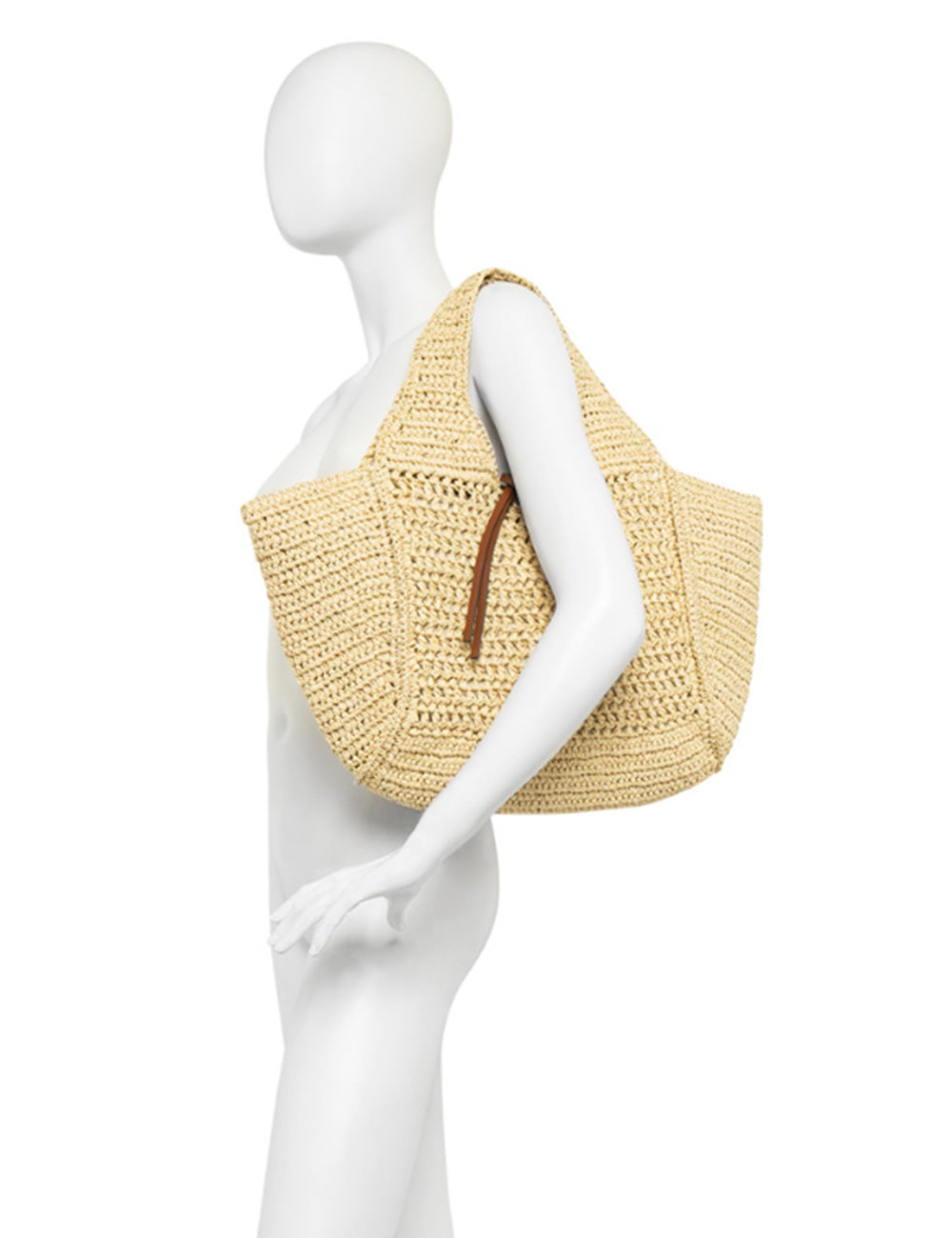 Borsa tote Gianni Chiarini Nefeli Corda in paglia intrecciata beige con tracolla in pelle marrone