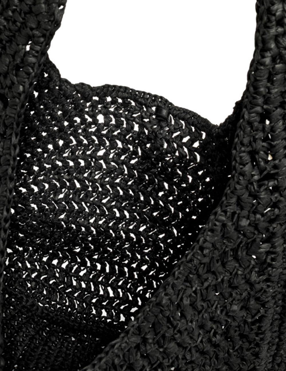 Borsa tote in paglia nera intrecciata con motivo a maglia aperta, Gianni Chiarini Hobo Nefeli Nera