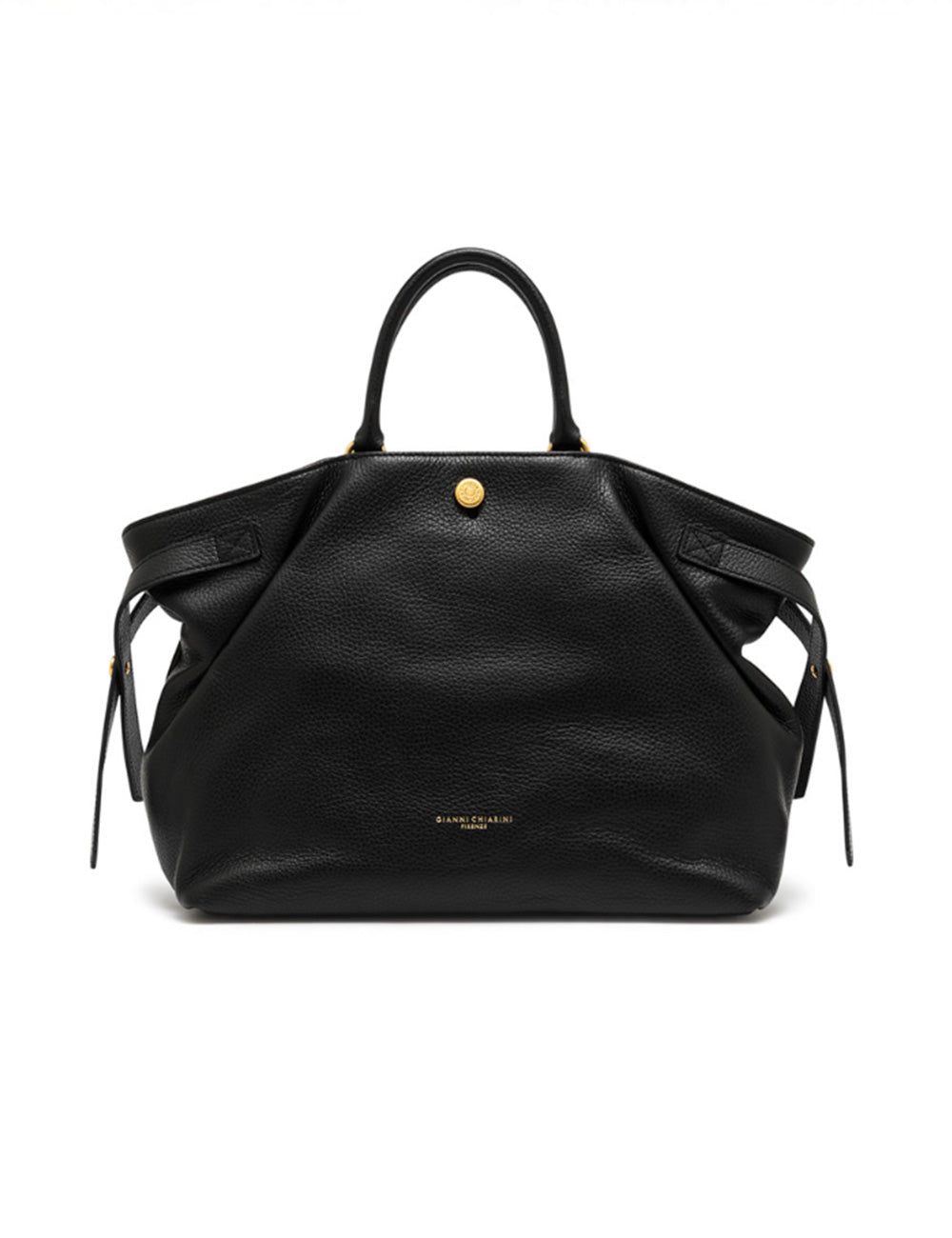 Borsa tote in pelle nera Gianni Chiarini Claudette Nera con hardware dorato e lacci laterali